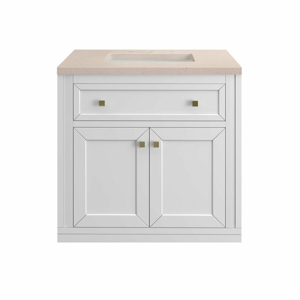 James Martin Vanities Chicago 30in Single Vanity, Glossy White w/ 3 CM Eternal Marfil Top 305-V30-GW-3EMR